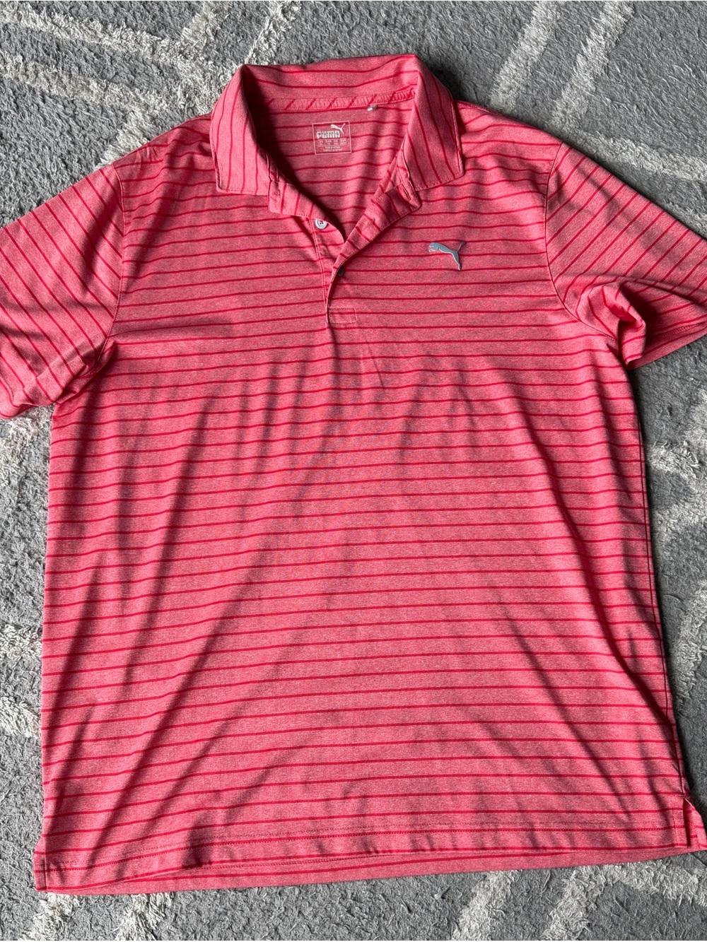 Puma Men’s Coral Pink Striped Polo Shirt